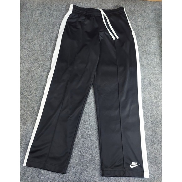 Nike Track Pants Mens Large Black White Stripe Athletic Joggers Logo Swoosh - Picture 1 of 11